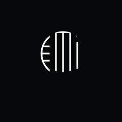 Title: EMI Letter logo design with a circular shape vector in illustration.