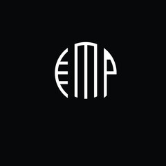 Title: EMP Letter logo design with a circular shape vector in illustration.