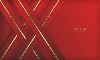 Elegant diagonal abstract golden line with red shade background and light effect. Modern luxury paper art style for cover, magazine, poster, flyer, invitation, web, banner, card.