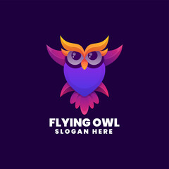 Vector Logo Illustration Owl Gradient Colorful Style.