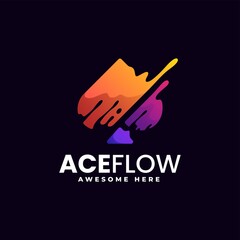 Fototapeta premium Vector Logo Illustration Ace Card Gradient Colorful Style.