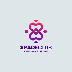 Vector Logo Illustration Spade Gradient Colorful Style.