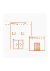 Editable Traditional Arab House Vector Illustration in Outline Style for Islamic Moments or Middle Eastern History and Culture Related Design