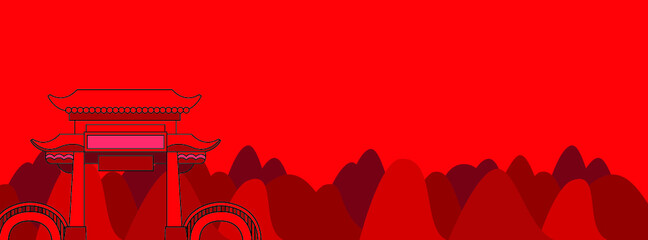Background of Chinese New Year Concept design on Red background with copy space for text.