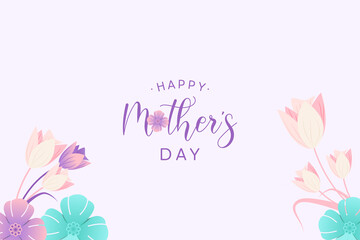 Happy mother's day greeting card with typography design and beautiful flower vector illustration