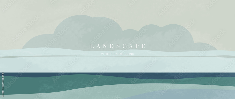 Wall mural minimal abstract landscape background vector. mountain background with watercolor texture . vector a