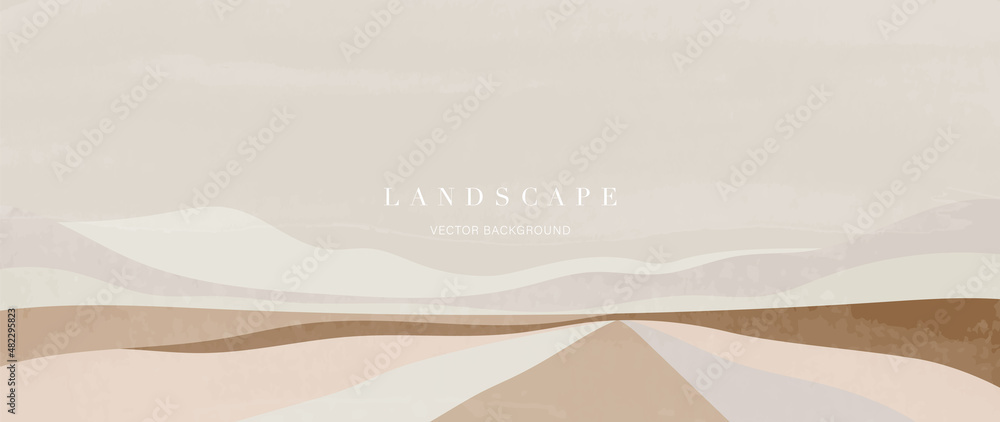 Wall mural minimal abstract landscape background vector. mountain background with watercolor texture . vector a