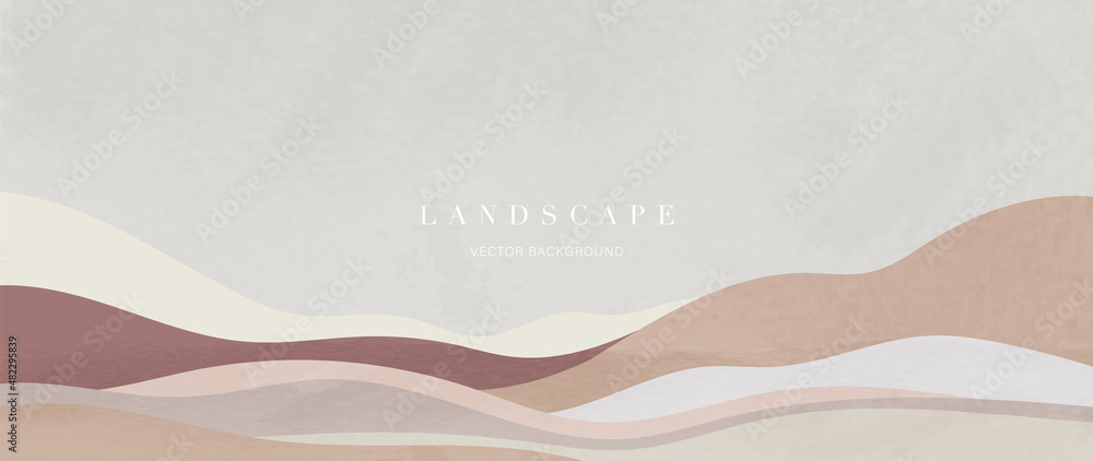 Wall mural minimal abstract landscape background vector. mountain background with watercolor texture . vector a
