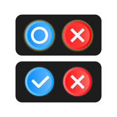 Set button, yes and no buttons, accepted and not accepted buttons, rejected, true, false, agree and disagree icons
