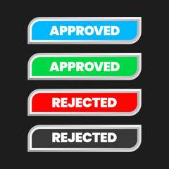 buttons set, Approved and rejected button, yes and no buttons, accepted and not accepted buttons, agree and disagree icons, rejected, true