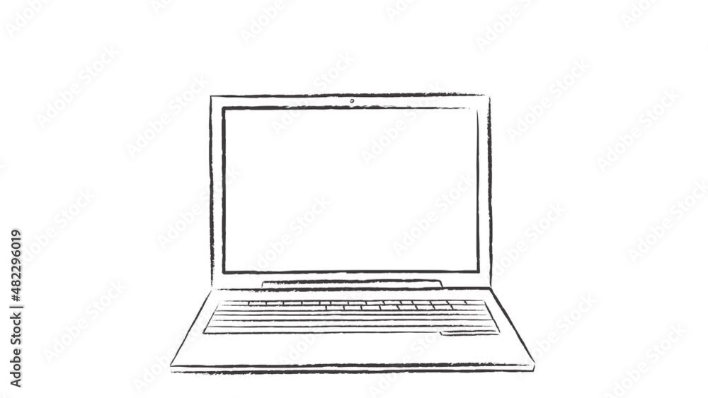 Poster video animation of laptop drawing with check list. after drawing of laptop, the check list is showin