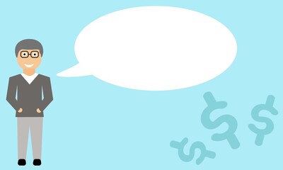 illustration of people character with copy space and dollar sign, suitable for learning and finance business field