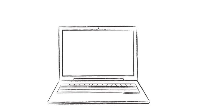 Video animation of laptop drawing with check list. After drawing of laptop, the check list is showing on screen. 