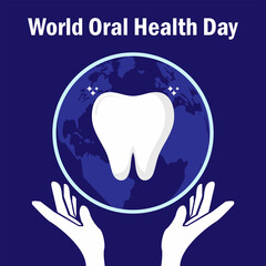 Teeth and World Vector, World Oral Health Day Design Concept held on March 3rd. suitable for posters, banners, greeting cards. Vector Illustration