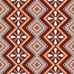 Vector ethnic brown color geometric flower shape seamless pattern background. Use for fabric, textile, interior decoration elements, upholstery, wrapping.