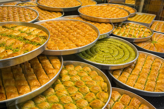 Traditional Turkish dessert Baklava close-up