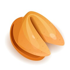 Chinese fortune cookies flat food vector cartoon set on white background. Fortune cookies with blank paper template. open and closed Chinese fortune cookies Vector illustration