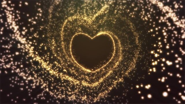 Particle Glitter Glow Heart Background Loop. Particle glow seamless loop background.