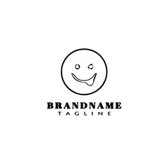 crazy emoticon cartoon logo template icon design black isolated vector illustration