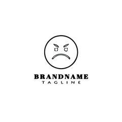 angry emoticon cartoon logo template icon design black isolated vector illustration