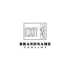 exit logo cartoon template black icon vector illustration