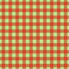 Plaid pattern. Pale Green on Red color. Tablecloth pattern. Texture. Seamless classic pattern background.