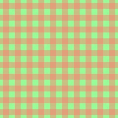 Plaid pattern. Pale Green on Salmon color. Tablecloth pattern. Texture. Seamless classic pattern background.