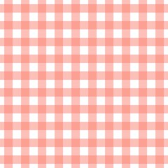 Plaid pattern. White on Salmon color. Tablecloth pattern. Texture. Seamless classic pattern background.