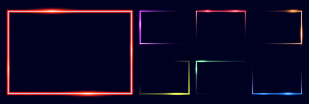 set neon rectangle frame
