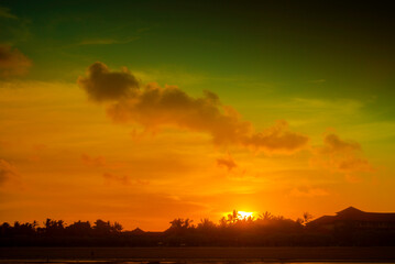 sunset over the city