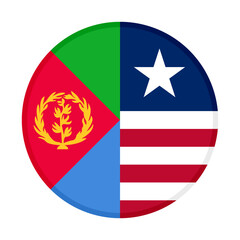 round icon with eritrea and liberia flags. vector illustration isolated on white background