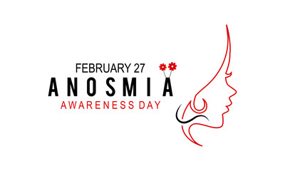Anosmia awareness day in february 27. Vector template design for banner, card, poster, background.