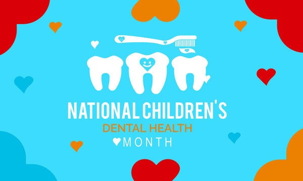 Children's dental health month. Medical Concept Vector template for banner, card, poster, background.