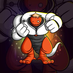 The giant robot monster is fighting and punching esport logo design