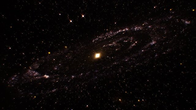 Seamless Loop Space travel Exploration Nebula sky to Spiral Galaxy. 4K 3D render space discovery journey flying through star field to beautiful Spiral Galaxy background. Sci-Fi universe space 
