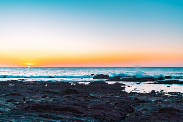Fototapeta premium Hallett Cove rocky shore at sunset in South Australia