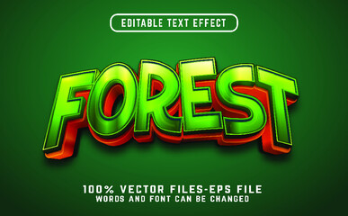 forest text effect with cartoon style premium vectors