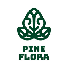 pine cone flora flower Green nature logo concept design illustration