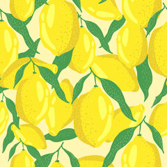 Vector seamless pattern of lemons. Citrus design.