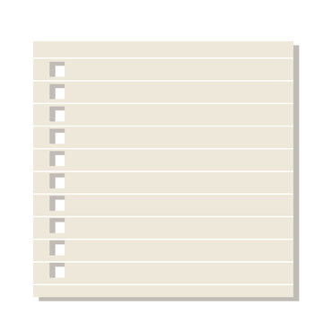 Vector illustration of a piece of paper for notes. Isolated background. Flat style.