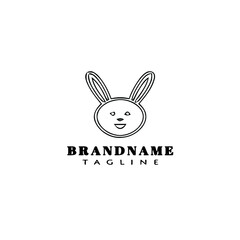 cute rabbit logo cartoon icon vector