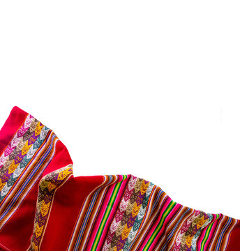 Peruvian traditional blanket - Lliclla on a white background