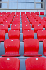 red seats in the stadium. 