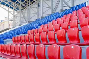 red and blue seats in the stadium. 