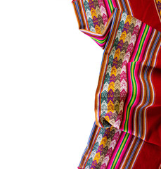 Peruvian traditional blanket - Lliclla on a white background - obrazy, fototapety, plakaty