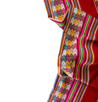 Peruvian traditional blanket - Lliclla on a white background