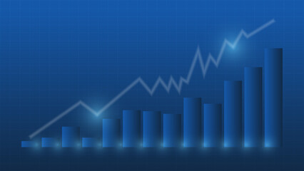 line graph with bar chart shows stock market price or financial investment profit. business management background concept