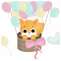 fox with balloons