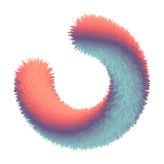isolated 3d fur half circle shape with gradient