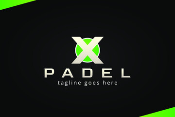 padel tennis logo template. x logo